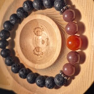 Red aventurine and purple aventurine with lava beads